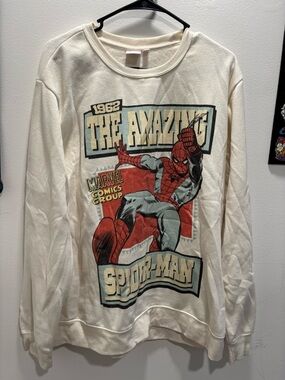 Marvel Cream Crewneck with Red Logo Detail